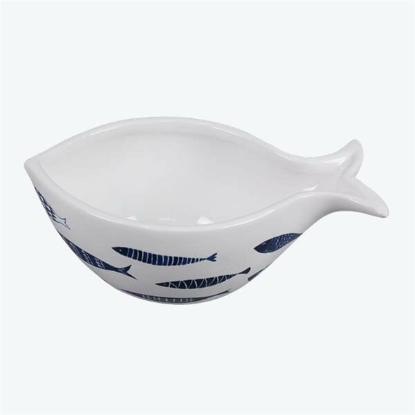 Youngs Ceramic Fish-Shaped Bowl, Blue 61590